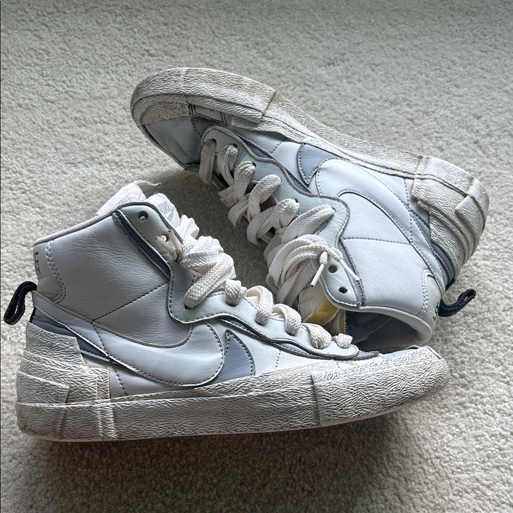 Nike Blazer Mid x Sacai White Gray - PREOWNED size 7.5